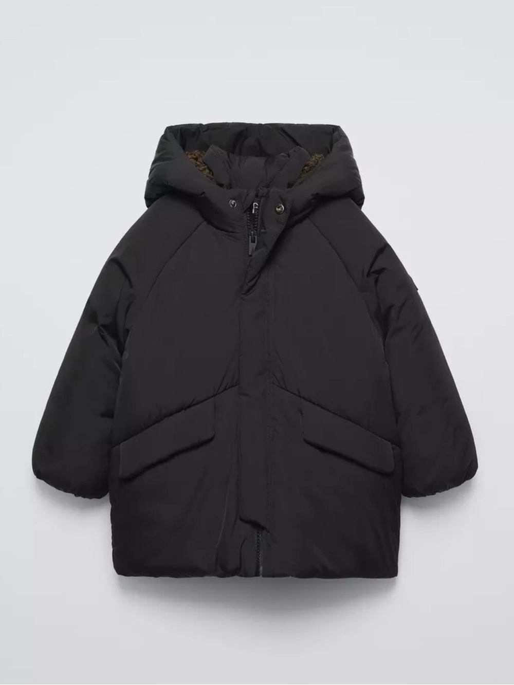 Zara Kids Black Hooded Puffer Coat